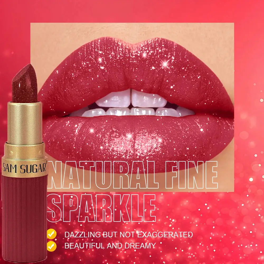 Pearlescent Pink Glitter Velvet Lipstick Waterproof Long Lasting Matte Shimmer Diamond Lipstick For Women Makeup Cosmetic