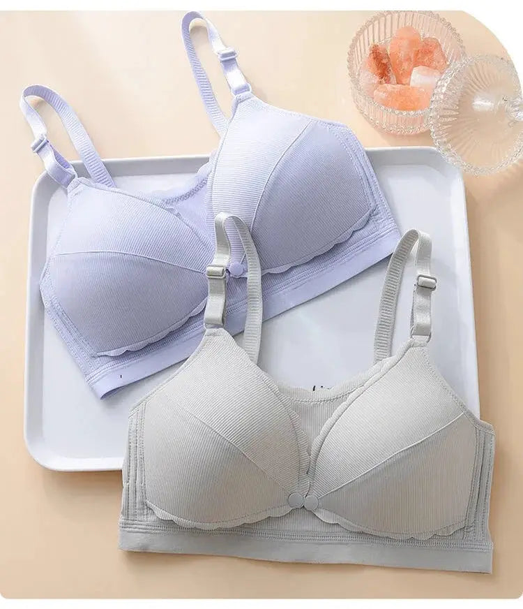 Women push-up wire-free bras set, two lavender and beige with adjustable straps, Simples Market