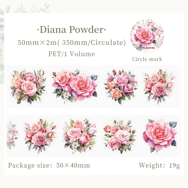 Mr.paper PET Washi Tape Flower Garden Series decorative tape set with 9 pink rose bouquet designs