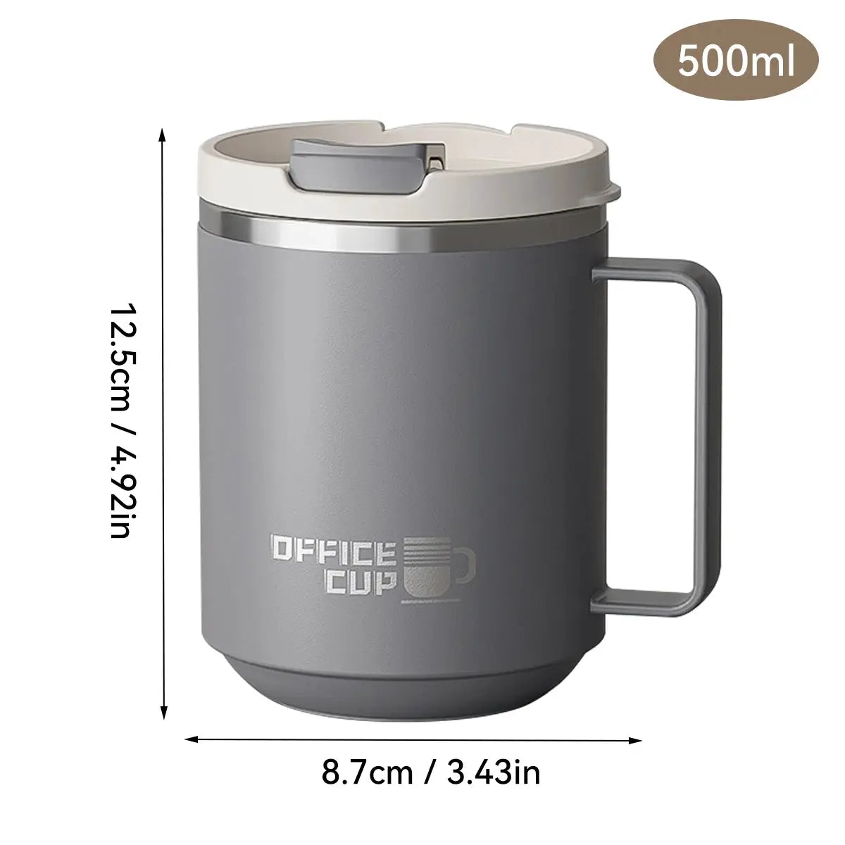 Double Wall Insulated 304 Stainless Steel Coffee Mug With Handle Leak Proof 500ml 16oz Drinkware For Adults And Students