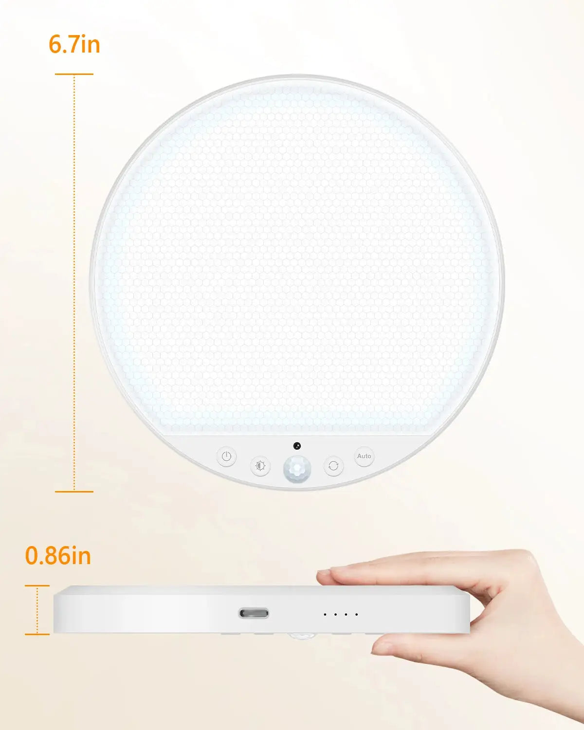 WILLED 8W rechargeable motion sensor ceiling light with remote by Simples Market, round white magnetic LED