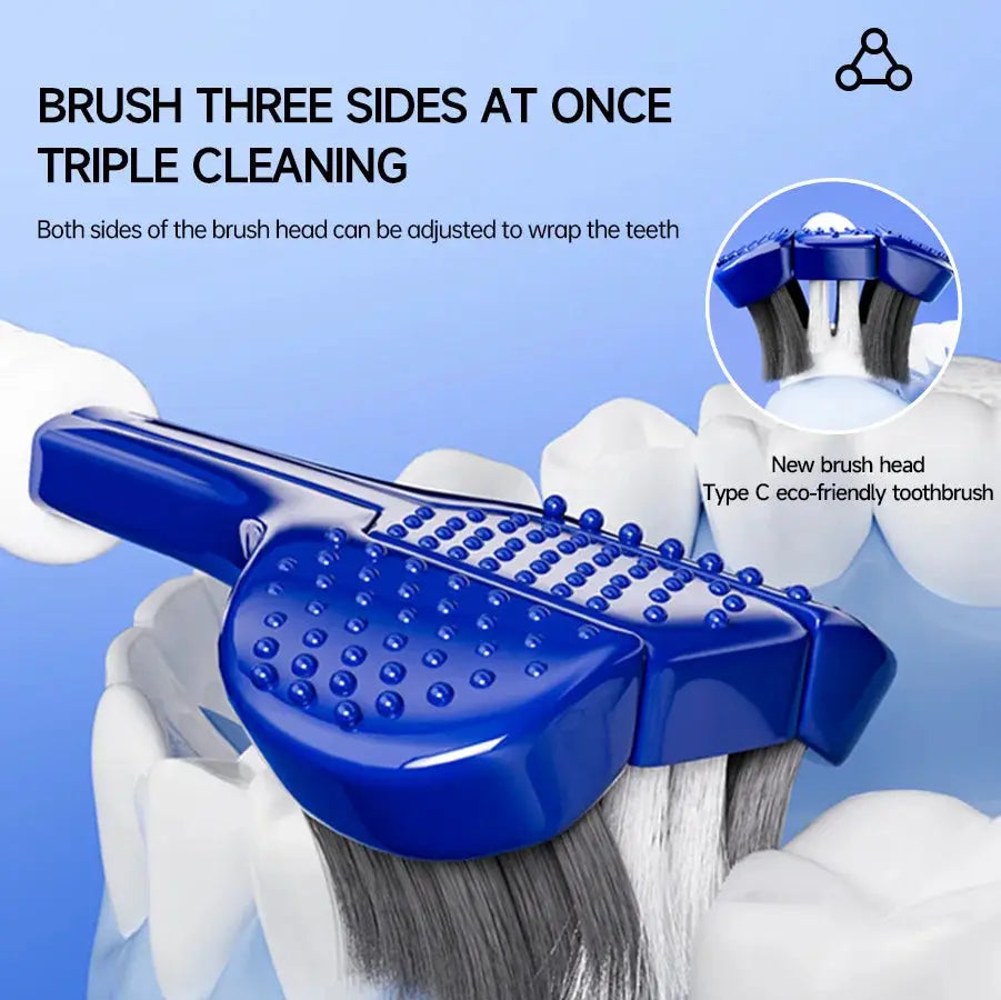 Coup 3D U Shaped Three Sided Manual Toothbrush Set 6 Pieces For Adults One Minute Cleaning