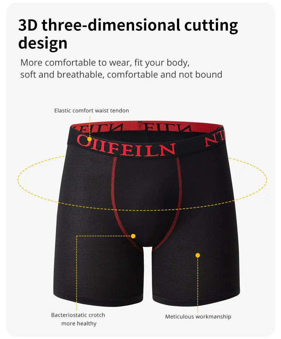 Men's black boxer briefs with red elastic waistband and red stitching, Simples Market, 5/10 pack
