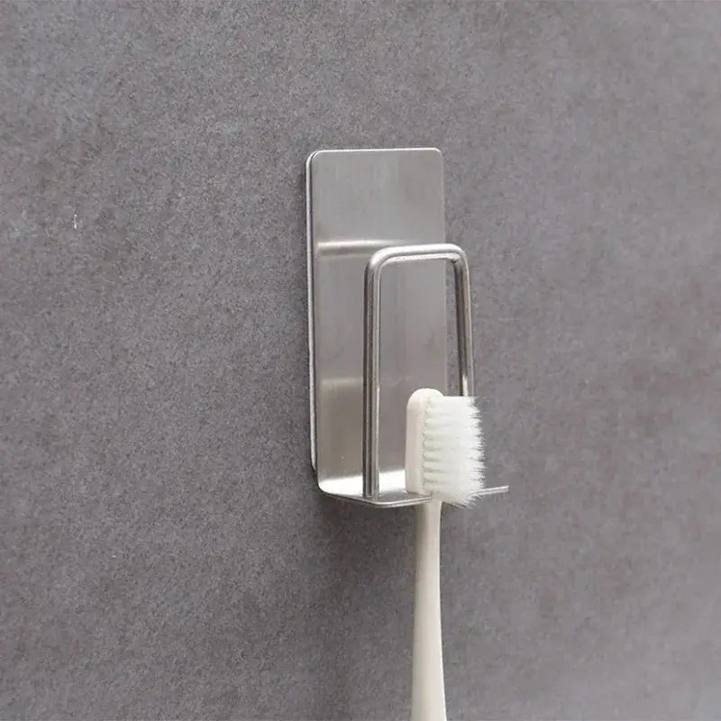 Stainless Steel Wall Mounted Toothbrush Holder With Adhesive Cup Holder Space Saving Bathroom Organizer
