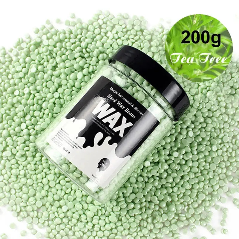 Hard wax beads jar, 200g, tea tree green beads for heating wax machine