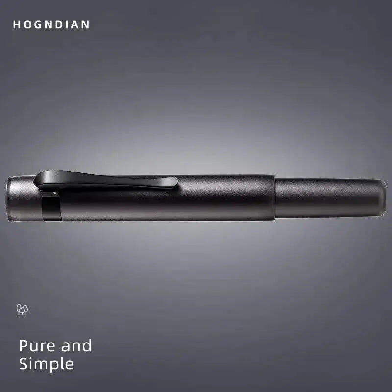 Hongdian M2 fountain pen in black with metal clip, minimalist design.