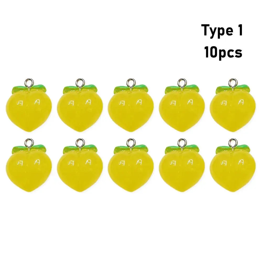 10 Pieces Transparent Peach Flat Resin Charms For Jewelry Making DIY Earrings Necklace Keychain Decoration