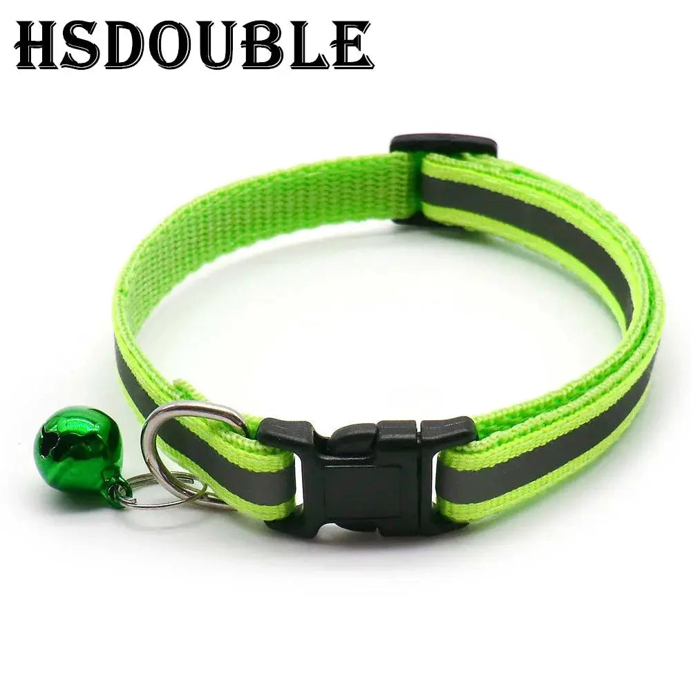 2 Pack Reflective Adjustable Cat And Small Dog Collars With Sash Bells In 12 Colors For Night Visibility