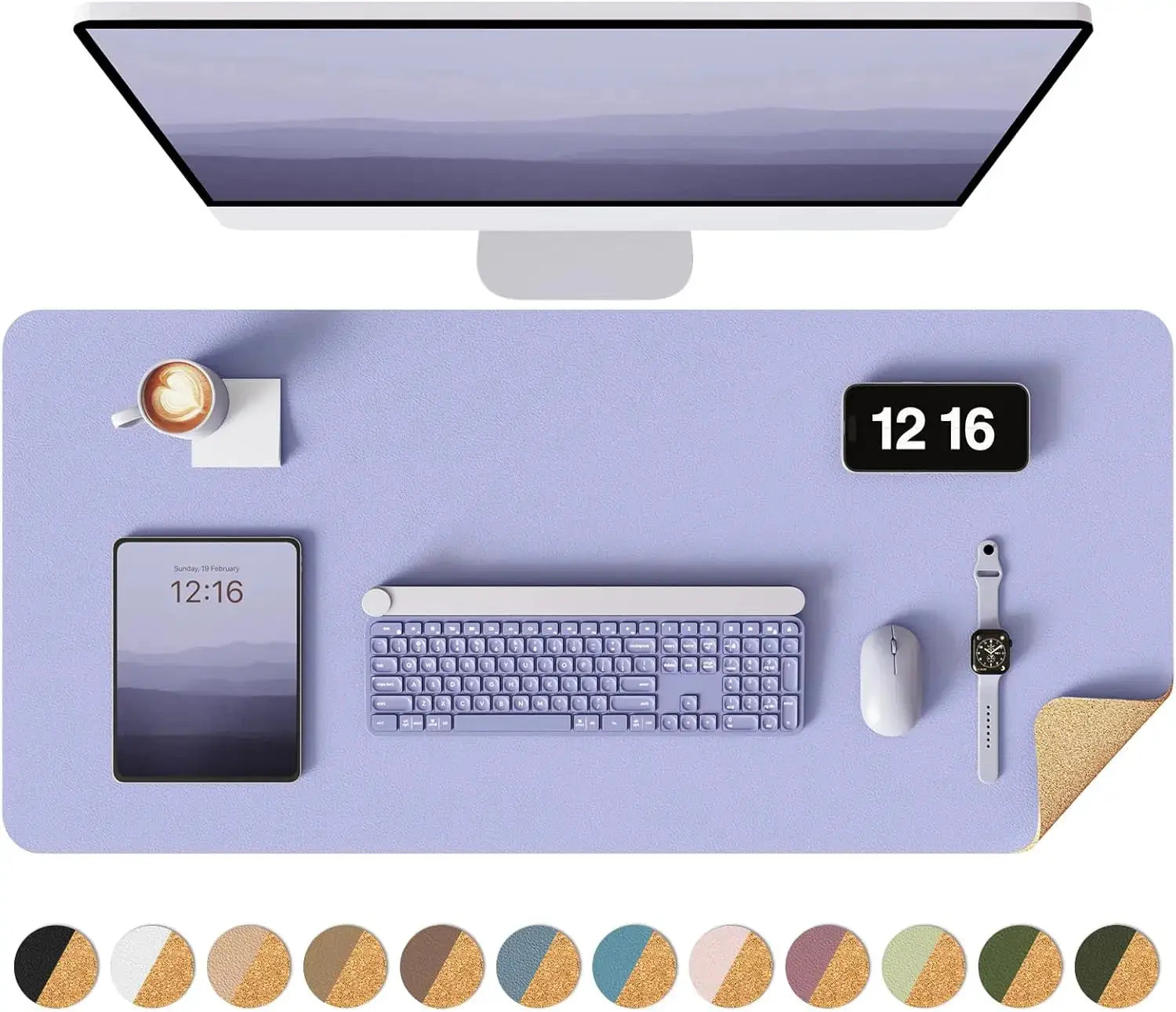 Double Sided Desk Pad Leather And Cork Desk Mat Waterproof Large Mouse Pad For Office And Home