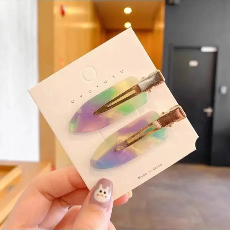 LuxeHair No Bend Hair Clips 2 Piece Set Pink Acrylic Finish For Strong Hold Without Damaging Hair