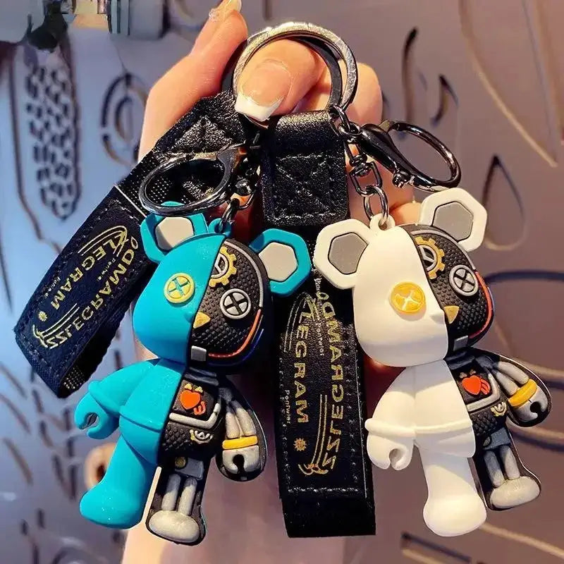Cute Mechanical Bear Keychain with Durable Plastic Body and Lead Tin Alloy Clasp for Keys and Bags