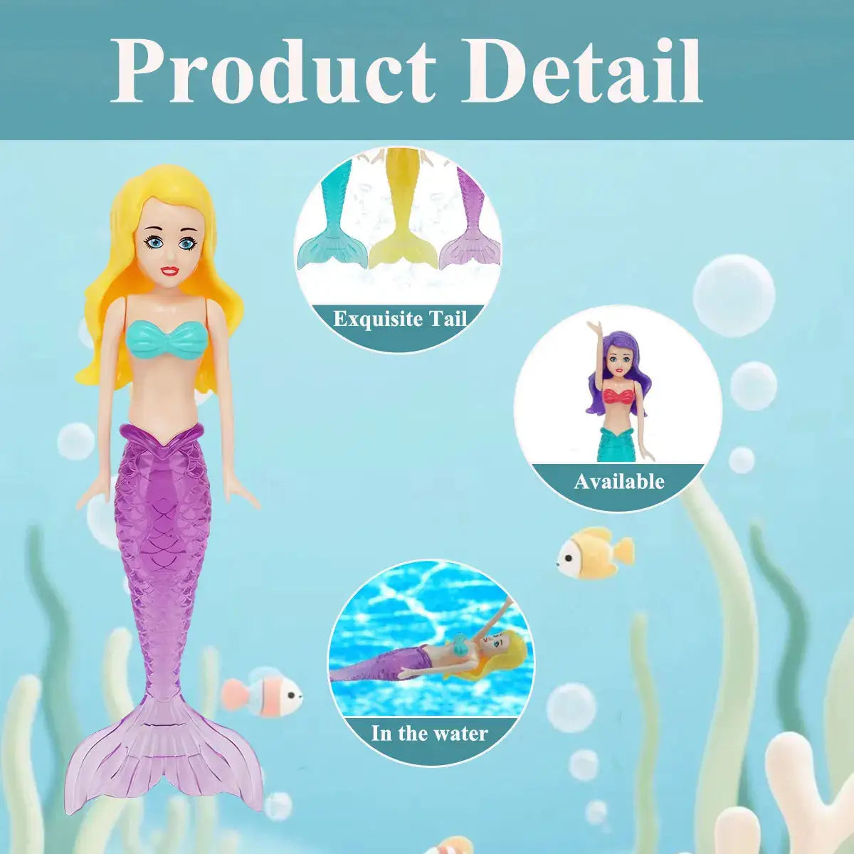 Mermaid Water Play Toys Variety Pack for Pool Beach and Bath Time Kids Gift 3 or 4 Piece Bag