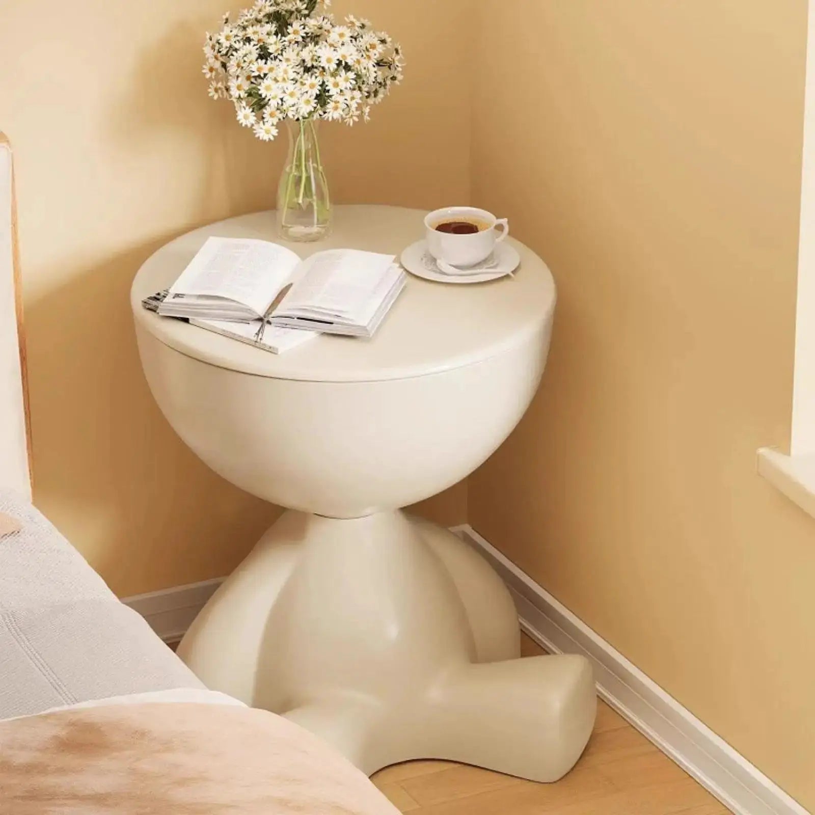 Bear Shaped End Table With Flat Head Figurine Movable Mini Side Table For Living Room Bedroom Balcony Small Apartment