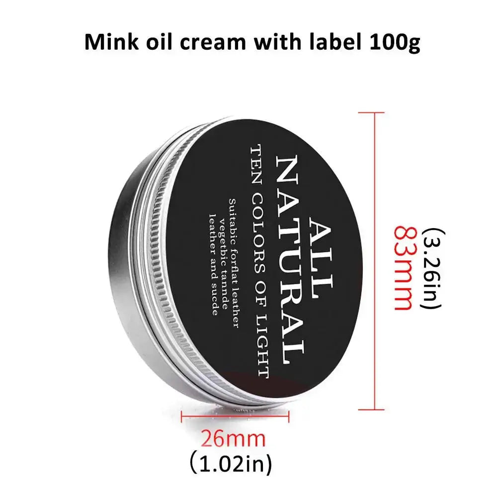 Leather care cream tin by Simples Market, mink oil formula, 100g
