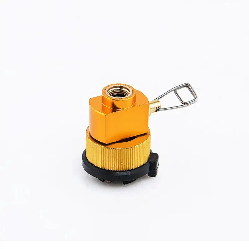 Gold propane refill adapter for camping stove with black base