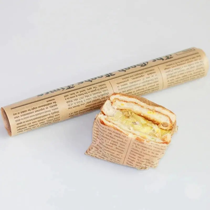 Retro English Newspaper Greaseproof Paper Wrappers for Baking and Food Service for Sandwiches Burgers Fries Cookies