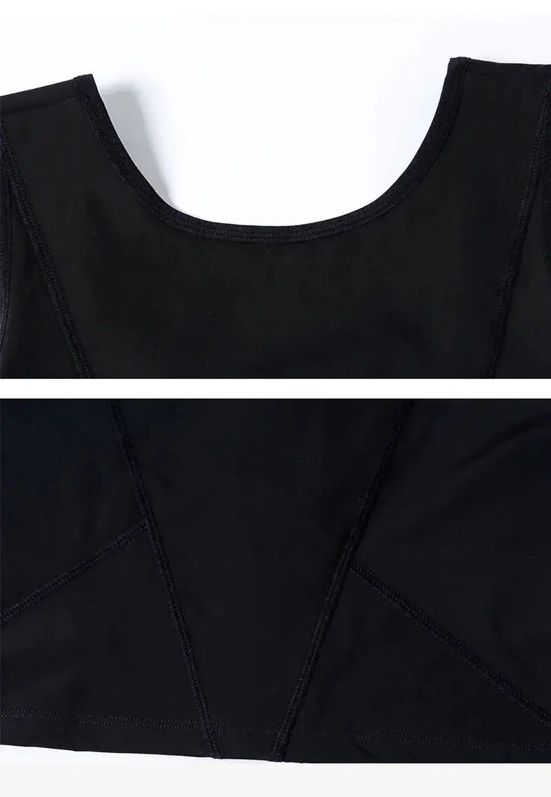 Men's black Simples Market gynecomastia shaper vest with chest-control compression panels and diagonal seam detailing