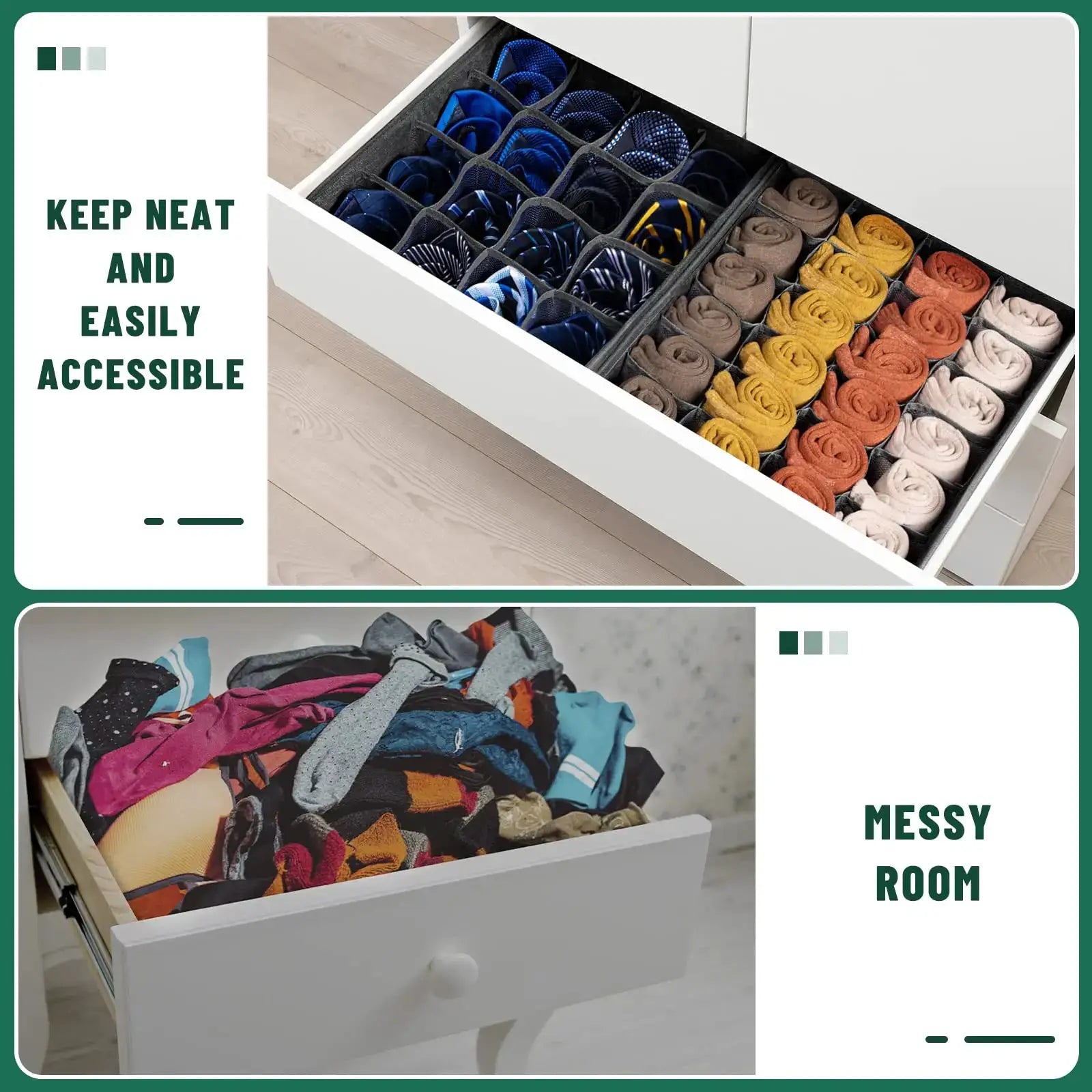 24 Lattice Non Woven Storage Box For Socks Briefs And Underwear Collapsible Wardrobe Organizer With Belts And Ties
