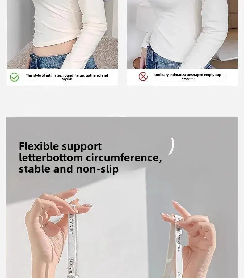 Push-up wireless bra by Simples Market, 6cm thickened padding, adjustable letter-print straps, anti-slip, seamless