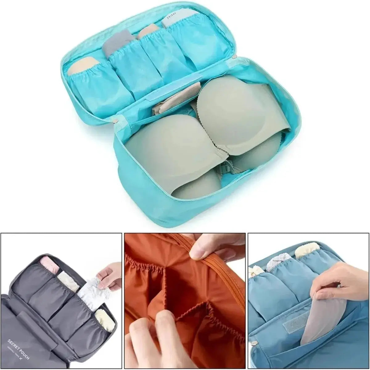 TravelMate Portable Travel Storage Bag Multi Function Bra Underwear Organizer Cosmetic Case Lightweight Design