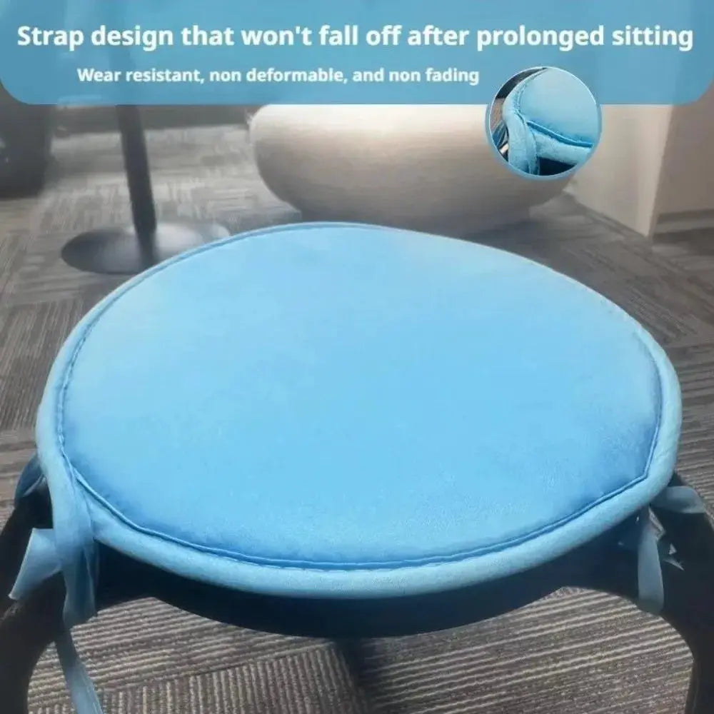 Round chair cushion 30x30 cm, light blue thick sponge with drawstring washable cover, Simples Market