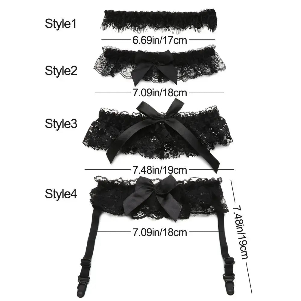 LaceLux Garter Belt Leg Ring With Elegant Elastic Polyester Lace Bowknot For Wedding And Cosplay