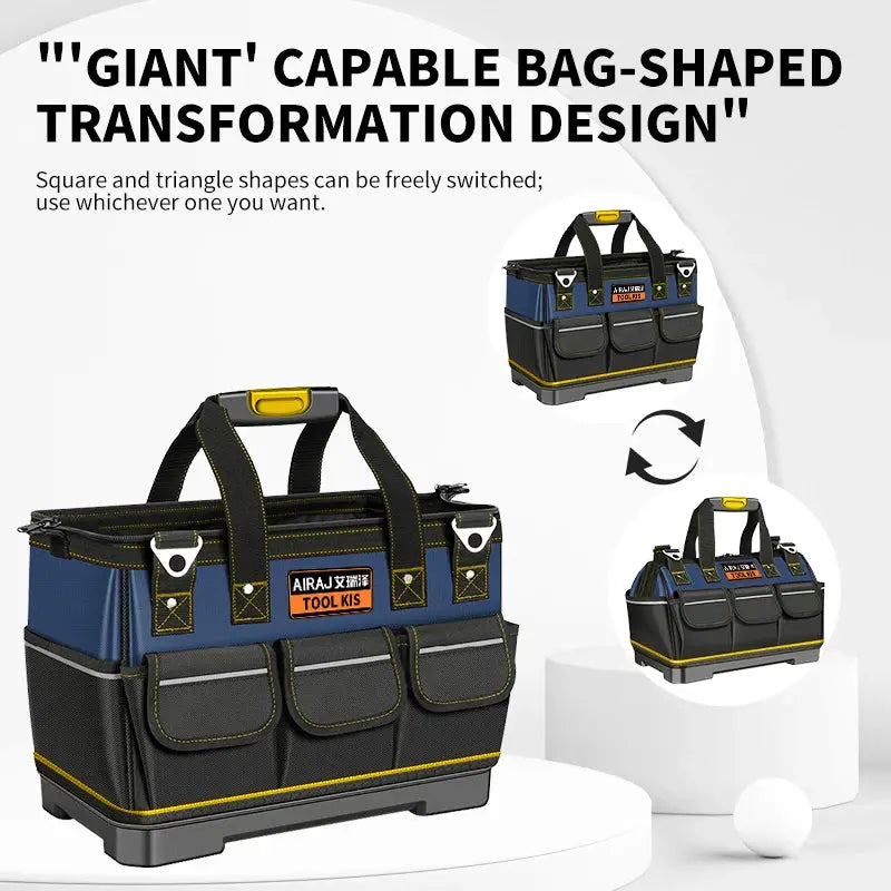 AIRAJ tool bag by Simples Market; blue and black 1680D Oxford, waterproof and wear-resistant, high-capacity electrician storage