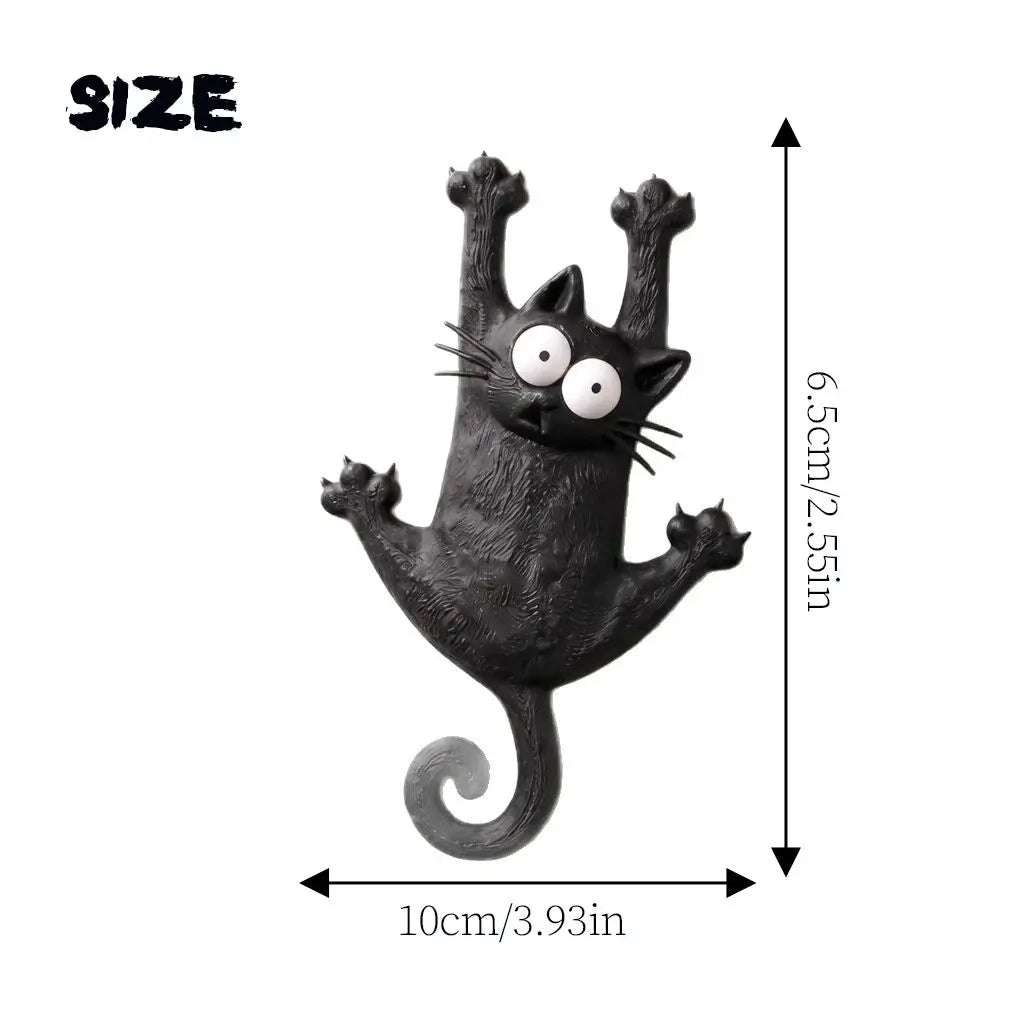 Magnetic cat refrigerator magnet Hang in There, Fridge Cat by Simples Market, black cartoon cat with white eyes