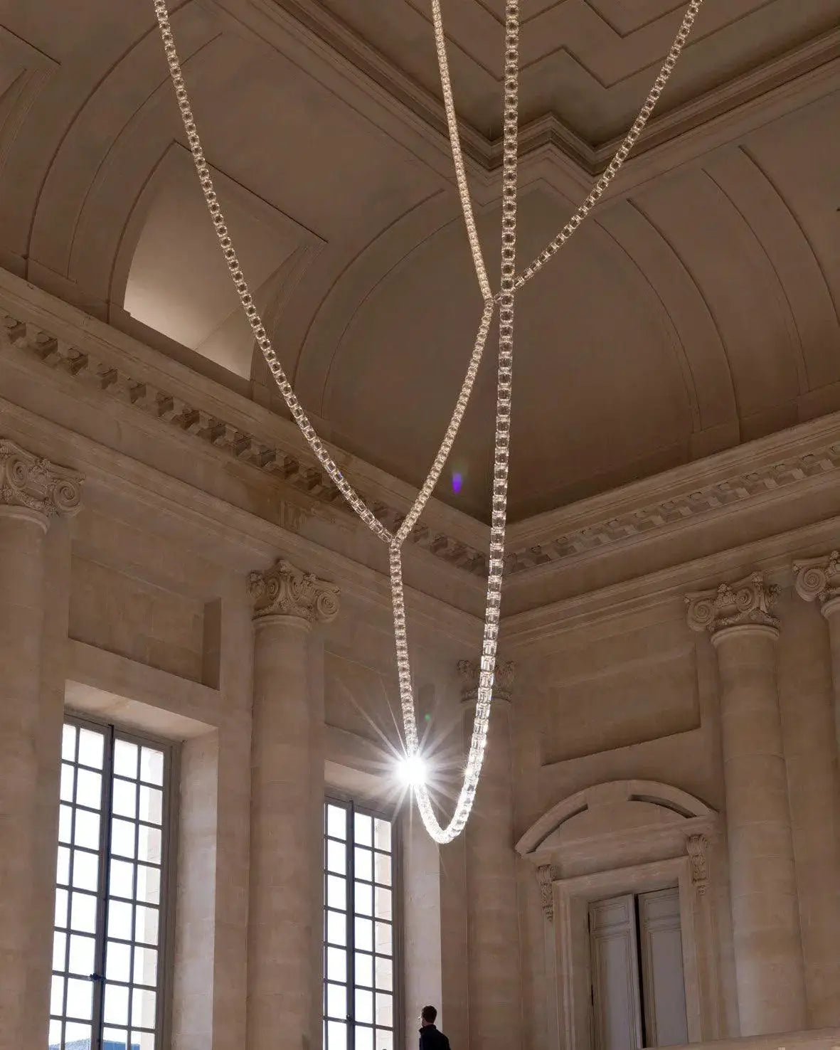 Necklace chandelier ceiling light with multi-strand crystal acrylic beads and adjustable chain length