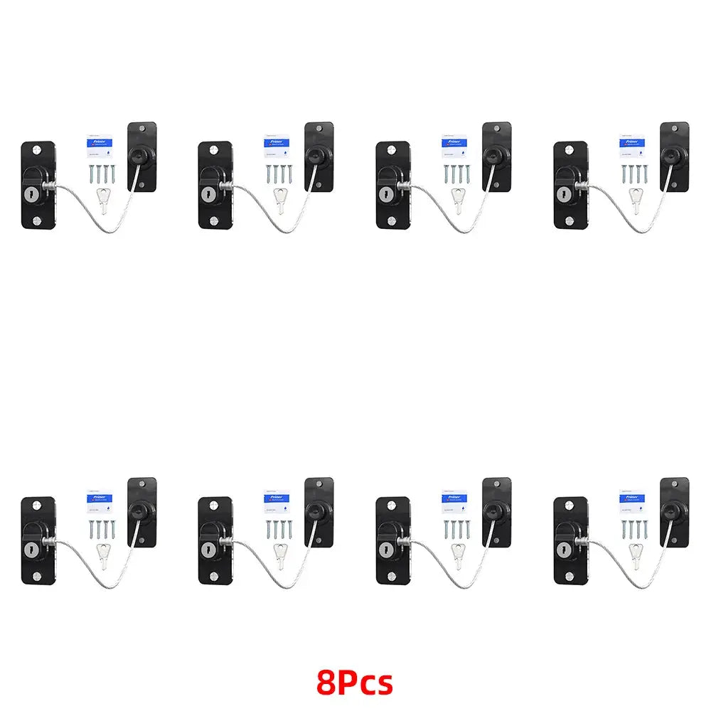 Simples Market 8pcs child safety window lock set with black metal plates and silver connecting cable