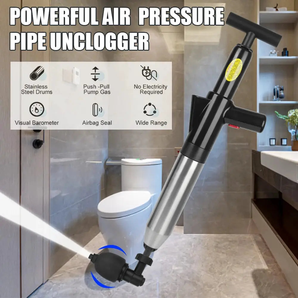 High Pressure Toilet Plunger Air Drain Blaster For Clogs And Sewer Pipes Unblocker