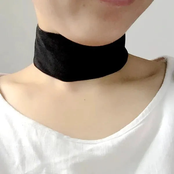 Soft Black Velvet Choker Necklace With Heart Pattern And Tibetan Silver Accents For Punk Gothic Style