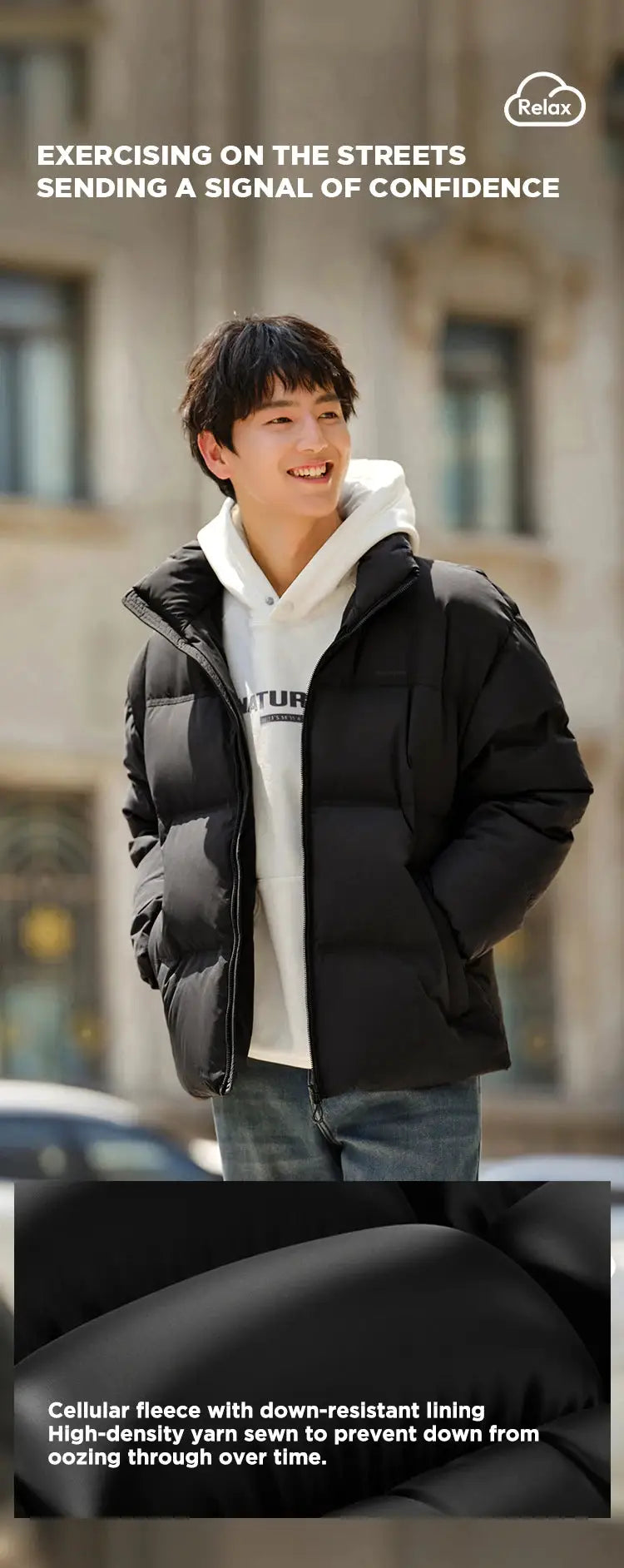 Semir down jacket, black unisex puffer coat by Simples Market
