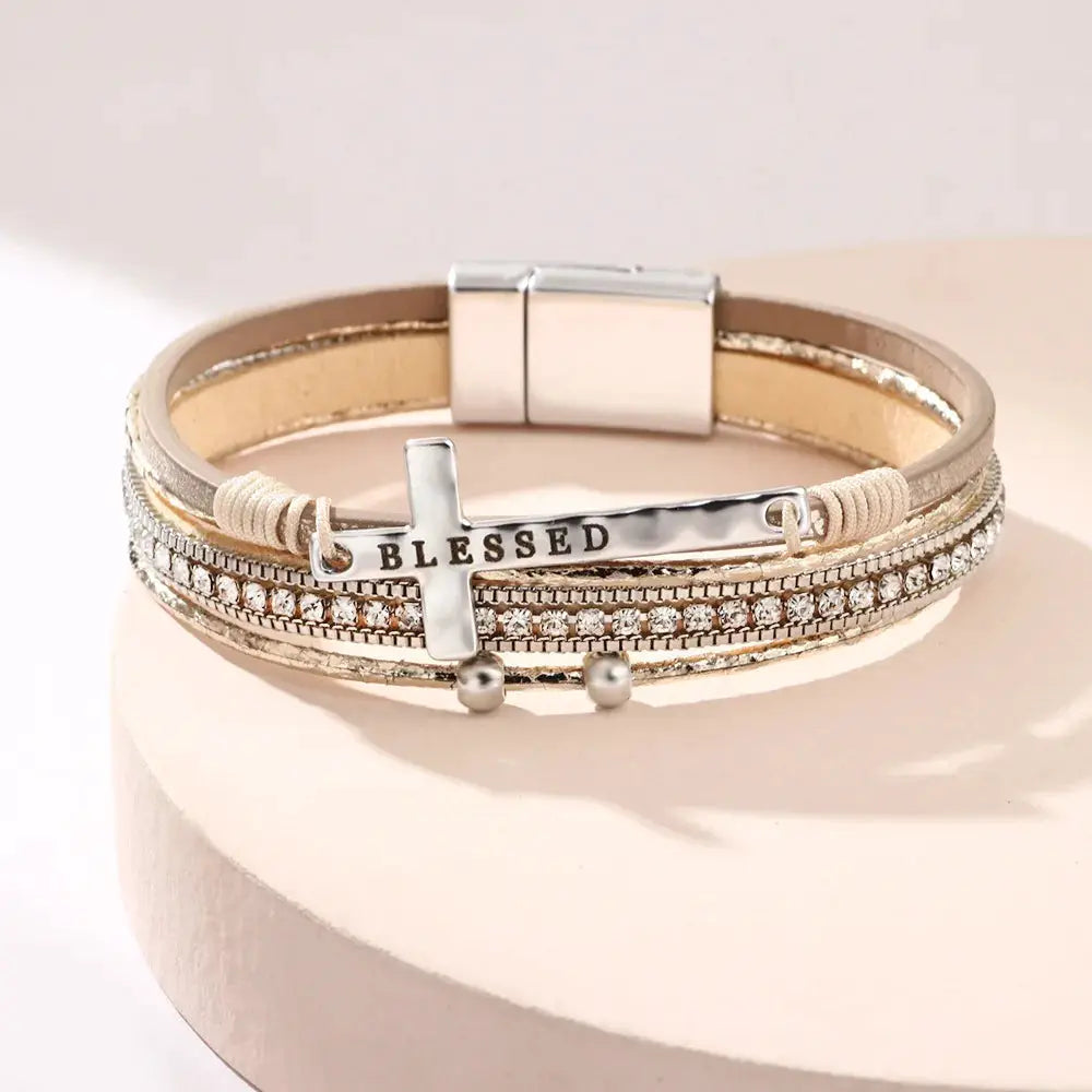 Bohemian Cowboy Chic Cross Bracelet Western Jewelry For Women Christian Religious Bracelet