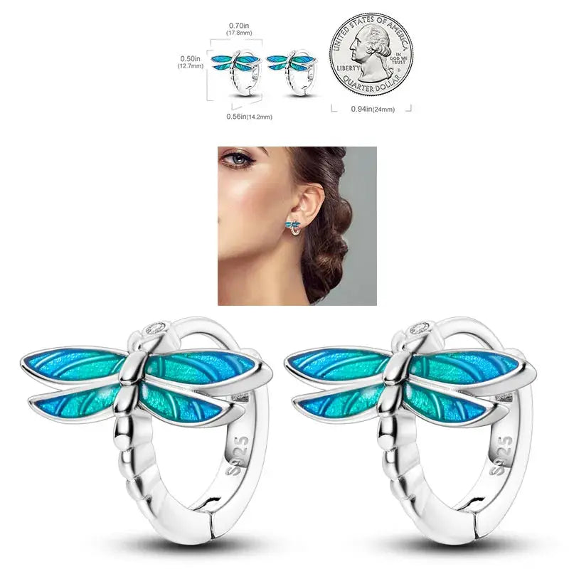 925 Silver Hoop Earrings For Women Zircon Heart Shape Star Eardrops Original Fashion Jewelry