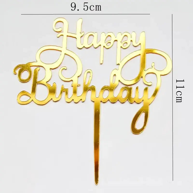 Happy Birthday Cake Toppers 14cm Acrylic Letter Set 10 or 20 Pcs Black Party Supplies Cake Decorations