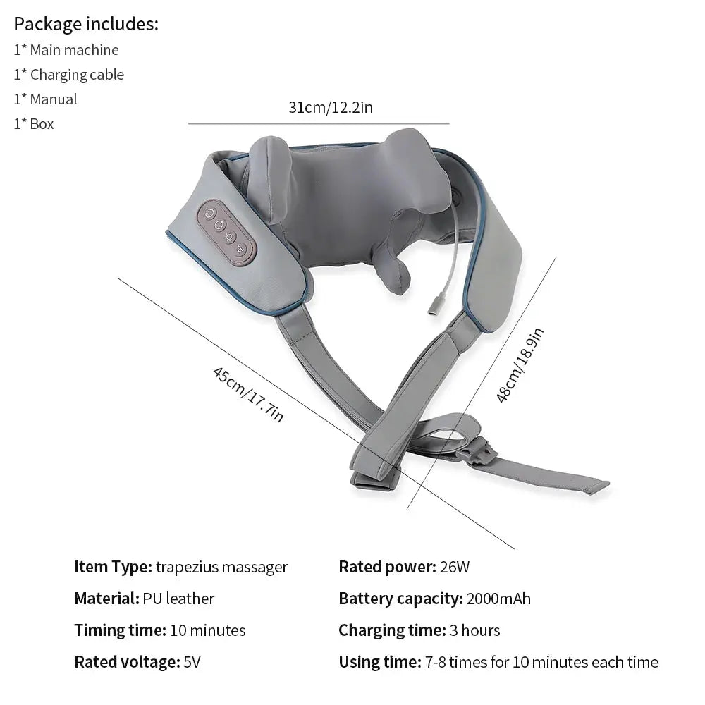Foreverlily 26W brushless motor wireless neck and shoulder massager with kneading shawl