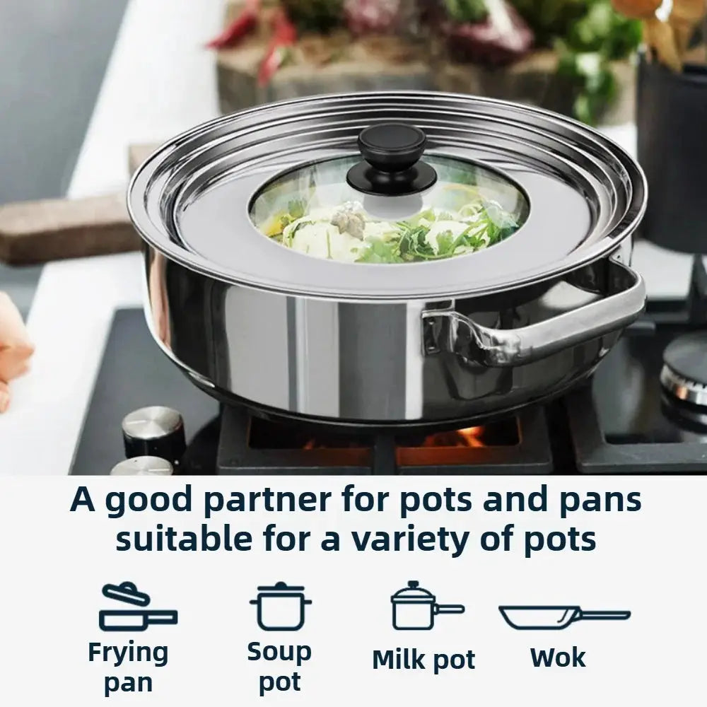 Stainless Steel Universal Lid For Pots Pans And Skillets Fits 8.66 To 11 Inches With Knob