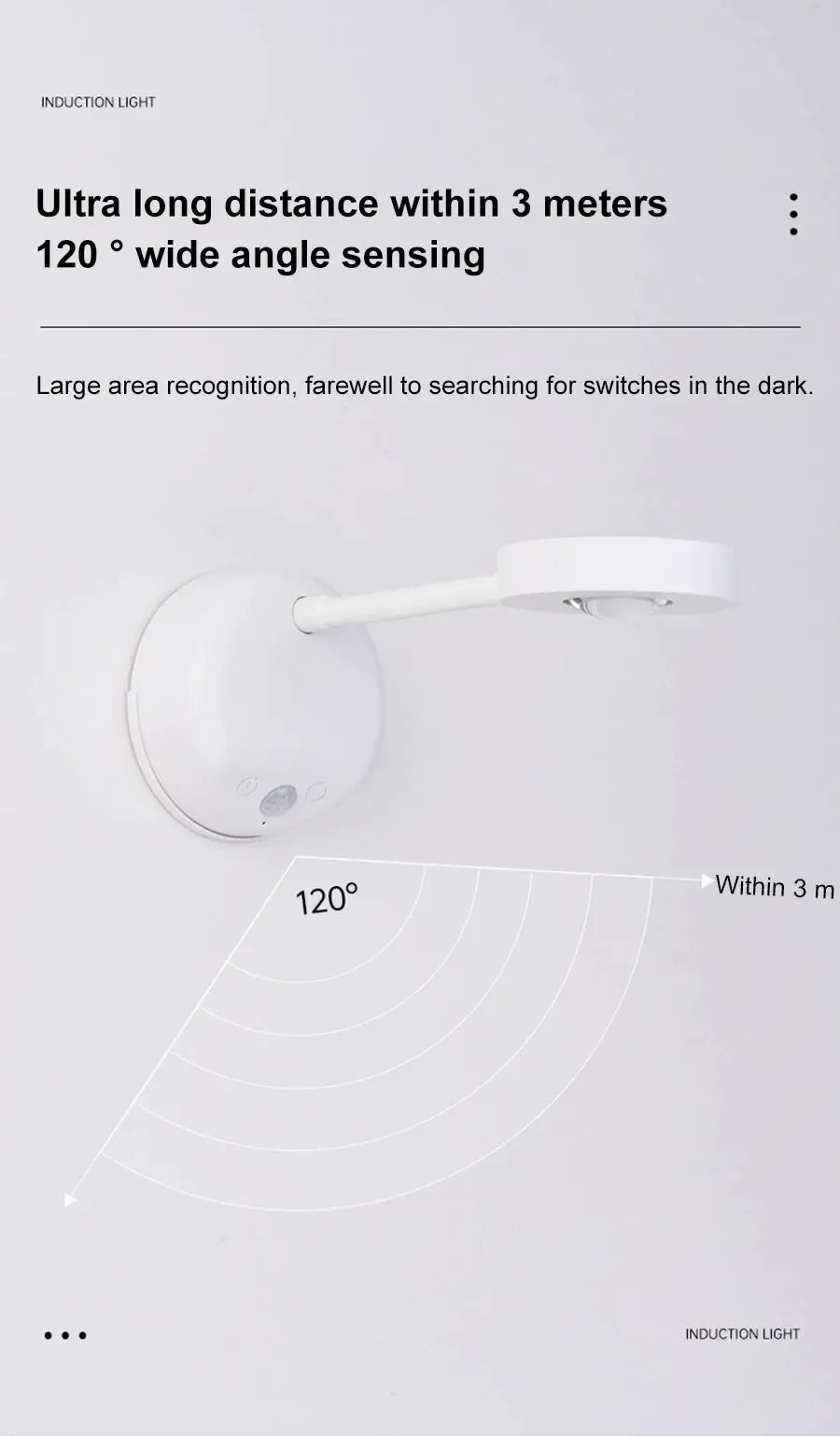 Night light with motion sensor by Simples Market, white wireless USB LED wall lamp with adjustable arm
