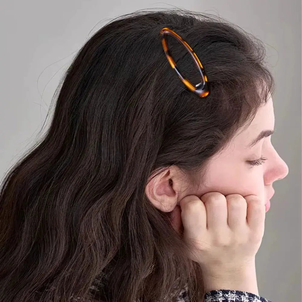 Leopard Print Hair Clips Vintage Y2K Oval Alloy Drip Clamp Hair Accessories For Women And Students