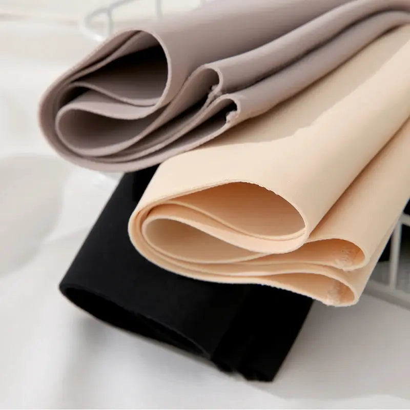 Seamless high waist underwear fabric swatches in nude, beige, taupe, and black by Simples Market