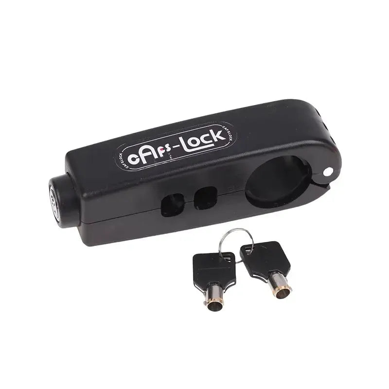 Motorcycle handlebar lock anti-theft device, black, universal fit, includes two keys