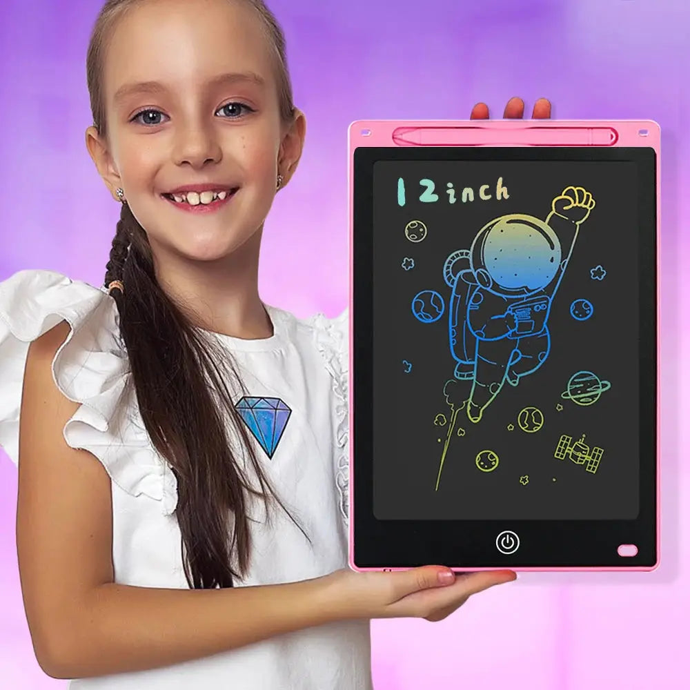 Simples Market 12-inch pink LCD graphic tablet for kids with astronaut drawing on screen