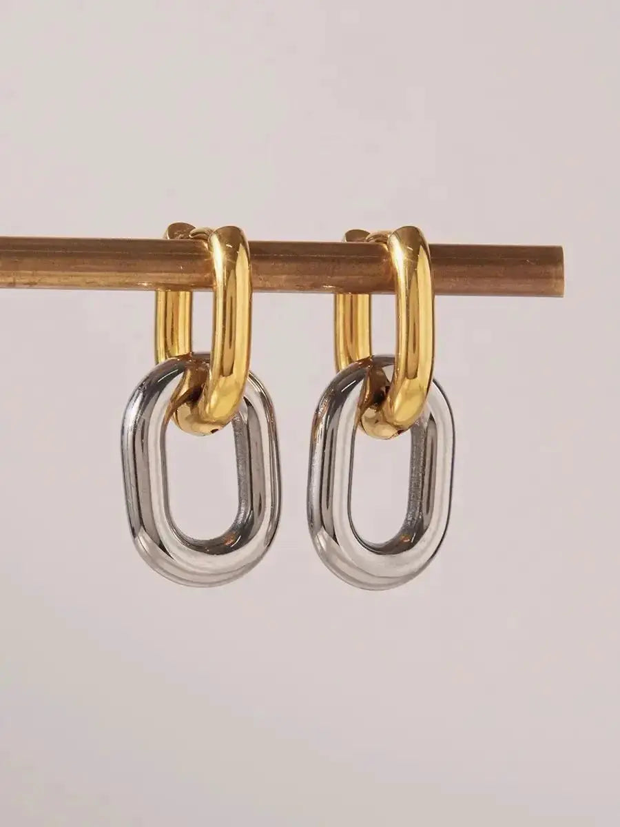 304 Stainless Steel Circle Hoop Earrings Vacuum Electroplated 18K Gold Plated Simple Classic Jewelry