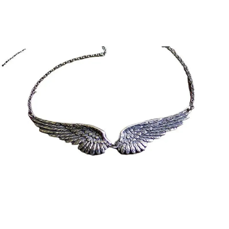 Vintage Angel Wings Feather Choker Necklace With Large Pendant Aesthetic Link Chain For Women Wedding