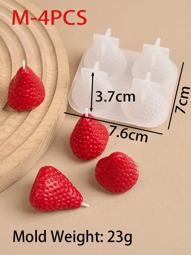 3D Strawberry Aromatherapy Candle Silicone Mold DIY Handmade Romantic Scented For Valentines Day Party Home Decor Gift - Simples Market