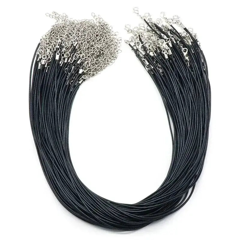 30Pcs Set 50cm Waxed Leather Rope Necklace Cord With Lobster Clasp Black Leather DIY Jewelry Lanyard