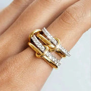 Niche Two Color Four Ring Copper Jewelry Hypoallergenic Ins Style Stacking Ring For Young Women
