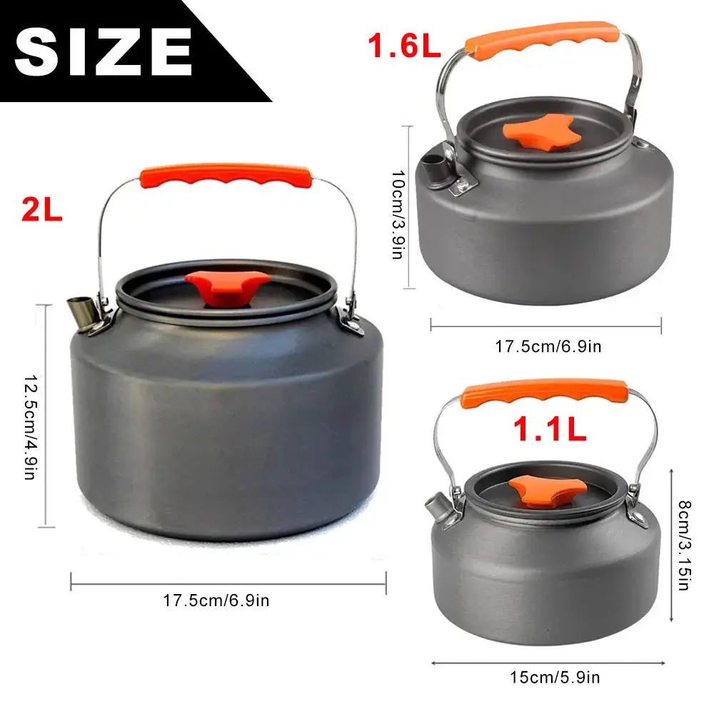 Lightweight Aluminium Alloy Camping Water Kettle Teapot For Outdoor Cooking Travel Hiking Picnics Tableware
