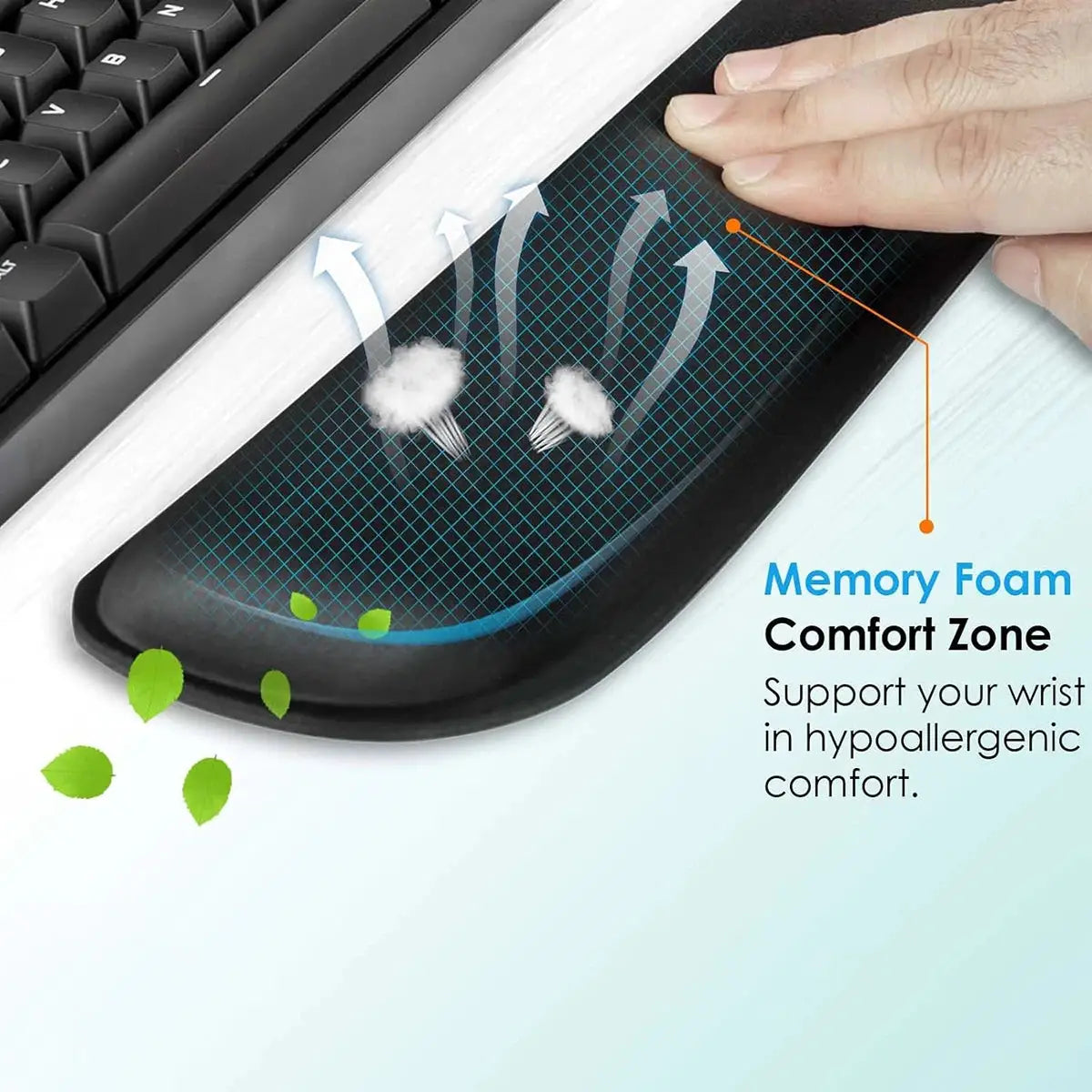 2 Piece Keyboard And Mouse Pad Wrist Rest Set With Silky Gel Memory Foam For Comfortable Ergonomic Keyboard And Mouse
